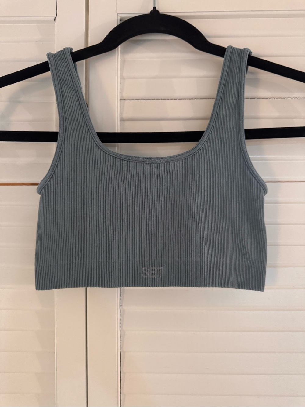 SET Active Ribbed Scoop Neck Bralette in Slate Gray - Picture 2 of 3